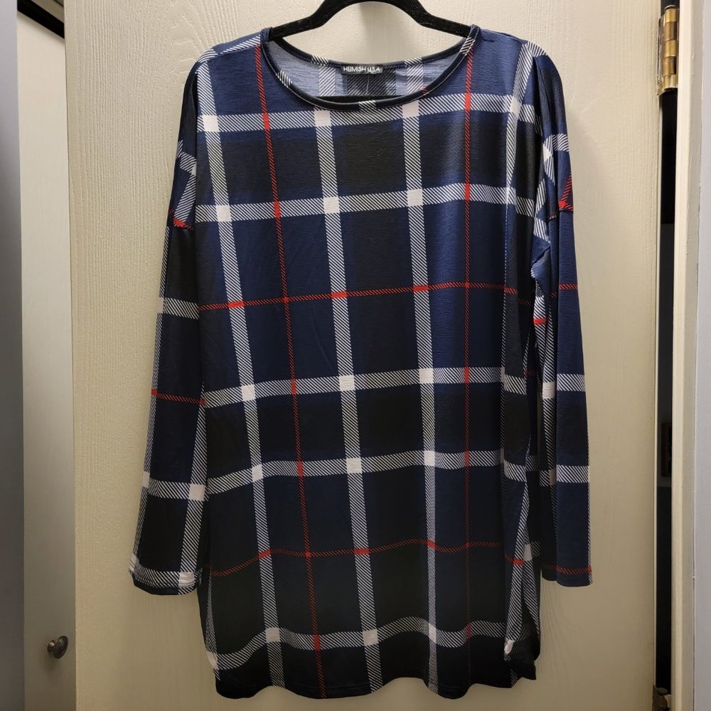 Hemish USA Blue Plaid shirt XL